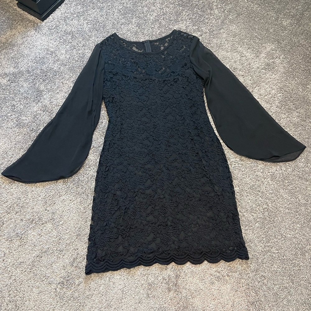 Elegant Black Lace Long Sleeve Dress